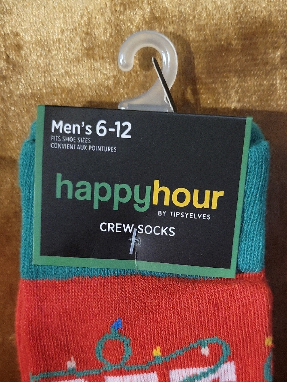 Tipsy Elves Red Crew Socks "GET LIT" - Picture 2 of 4
